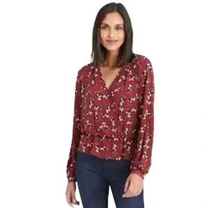 Banana Republic Women's Brown Muir Wood Poly/Spandex Matte Jersey Wrap Top